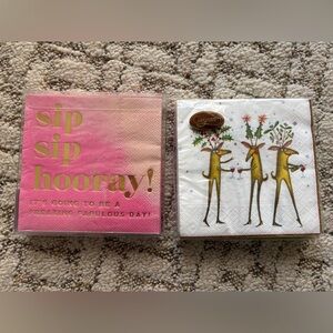 Caspari Reindeer and Pink Sip Sip Hooray Napkins
